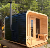 Sauna extérieur moderne en bois massif de cèdre rouge et de pruche, avec panneau de commande informatisé, poêle 4,5 kW, alimentation secteur, pour 6 personnes, vapeur sèche