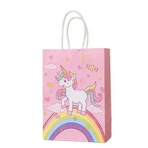 Kinder Einhorn Candy Treat Papier Geschenk beutel Regenbogen Einhorn Party Favor Taschen für Mädchen Jungen Geburtstags feier Lieferungen