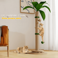 Structure d'escalade verticale pour chat, durable, en bois et bambou, antidérapante, respectueuse de l'environnement, avec piste à balles interactive et tapis d'escalade en corde