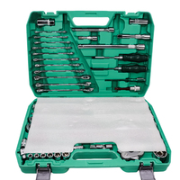 Ensemble d'outils de mécanicien professionnel de 121 pièces avec testeur de circuit et cliquet à tête flexible pour atelier de réparation automobile professionnel