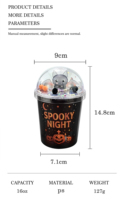 Gobelet lumineux LED saisonnier avec couvercle en dôme, gobelet réutilisable en plastique à thème patriotique pour Halloween et Noël avec paille