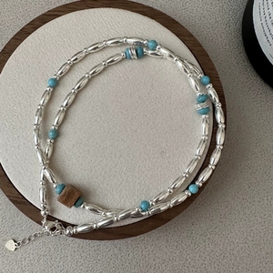 <span class=keywords><strong>FY</strong></span>- 32 tl45 S925 in argento Sterling versione coreana Design nicchia collana di perline turchese stile Vintage personalità alla moda - Product Image 1