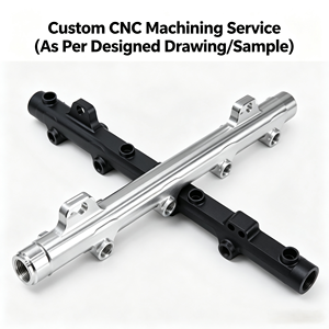 Riel de Combustible de Aluminio CNC Personalizado con Puertos Roscados, Canales Internos y Nervaduras Verticales para Aplicaciones de Deportes de Motor - Product Image 2