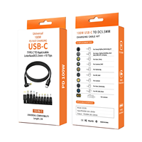 Kit d'alimentation universel pour ordinateur portable FJGEAR 100W PD, câble tressé en nylon de 2 m avec embouts DC interchangeables 10 en 1 pour ordinateurs portables multi-marques