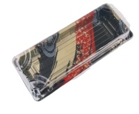 Barquette à sushi et boîte à salade en plastique PET jetable avec couvercle anti-buée, épaisseur 0,43 mm, emballage blister pour snacks et plats à emporter