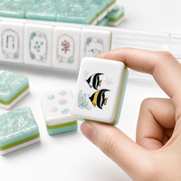 Tuiles de Mahjong Américaines Série Corail Marin, Ensemble Nautique Acrylique 4 Couches Nacré Marbré, Logo Personnalisé OEM Vente en Gros