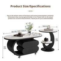 Table basse moderne de luxe en marbre rétractable, ronde et mobile, pour salon, petit mobilier décoratif pour la maison