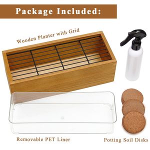 Indoor Grass Grow Plant <b>Garden</b> Kit Aged Yellow Removable Plastic <b>Liner</b> Grid Potting Soil Disks Set for Pet Growing - Product Image 2
