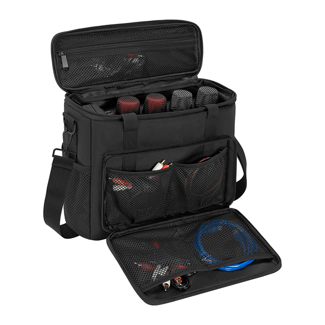 4 Slots Wireless Microphone Case Microphone Carry Travel Bag with Shoulder Strap Portable Microphone Bag With Foam