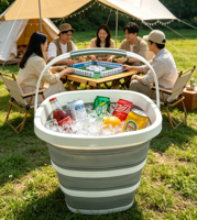 Seau pliable et compact en plastique de 10 L avec poignée, portable, pour lavage, camping, tuiles de mahjong, pique-nique, seau à glace anti-fuite