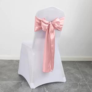 Màu xanh màu vàng kính gạc đàn hồi ghế bìa với voan <span class=keywords><strong>Bow</strong></span> cho khách sạn trang trí đám cưới tính năng ghế trở lại hoa Sash - Product Image 3