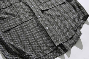 Novedad de verano para <span class=keywords><strong>hombre</strong></span>, camisa informal de manga corta a cuadros con cuello polo a la moda versátil de estilo japonés - Product Image 5