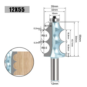 Vástago redondo de flautas dobles de 12mm, 8mm y 1/2 pulgadas con un rodamiento, juego de brocas de enrutador de cuentas convexas R, cortador de carpintería moldeado - Product Image 5