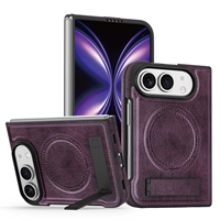 Étui de téléphone magnétique antichoc en cuir avec support à bandoulière pour iPhone Duo pliable