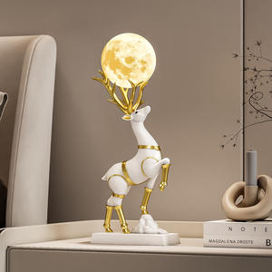 Lámpara de Luna Creativa de Resina con Adorno de Ciervo |   Decoración del Hogar Pintada a Mano para Mueble de TV y Dormitorio |   Regalo para Niños, Bodas y Negocios - Product Image 4