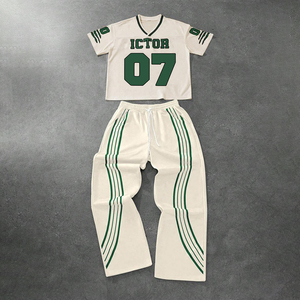 Conjunto de jersey deportivo KingSen con logotipo personalizado, conjunto de 2 piezas estilo vintage para hombre y mujer, venta al por mayor de fábrica - Product Image 1