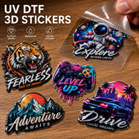 Autocollants 3D personnalisés UV DTF, étiquettes de transfert en relief, imperméables, motifs personnalisés, logo imprimé, autocollants de transfert métalliques autocollants