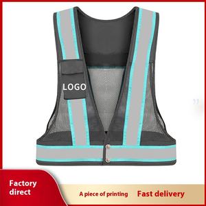 <span class=keywords><strong>Gilet</strong></span> d'été réfléchissant respirant <span class=keywords><strong>en</strong></span> <span class=keywords><strong>maille</strong></span> pour <span class=keywords><strong>homme</strong></span> pour la conduite de nuit avec logo imprimable pour salopette - Product Image 2