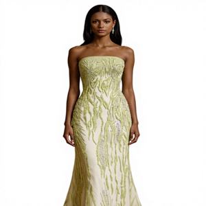 Nuovo <span class=keywords><strong>Abito</strong></span> da Sera Lungo a Sirena <span class=keywords><strong>Monospalla</strong></span> <span class=keywords><strong>Verde</strong></span> con Paillettes e Strass, Elegante e Modellante, per Feste - Product Image 4