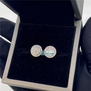 Mejor Venta de Rappe Stock Precio al por mayor 925 Plata Iced Out Jewelry Vvs Moissanite Diamante Forma redonda Hombres Stud Pendientes - Product Image 3