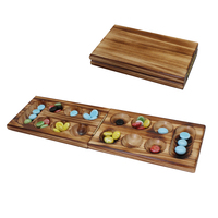 Table en bois carbonisé jeu de société Tic Tac Toe Domino ensemble tour de culbutage Solitaire marbre casse-tête jeu Mancala Cribbage
