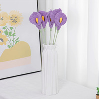 Chaud fait à la main Crochet Calla Lily Bouquet tige unique fleurs de laine artificielle décoration de la maison tricoté Crochet Bouquet de fleurs