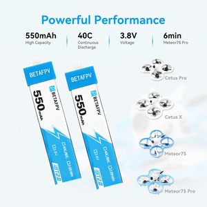 แบตเตอรี่พลาสติก BETAFPV 4 ชิ้น BT2.0 550mAh 1S 3.8V 40C/80C ใช้ได้กับโดรนแข่ง 1S ขนาด 75-85 มม. อุปกรณ์เสริมสำหรับโดรน Whoop - Product Image 3