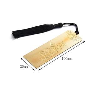 Classic Gold Plated Standard Rectangle Custom Debossed Logo Souvenir <b>Gift</b> <b>Bookmark</b> With Tassel - Product Image 3