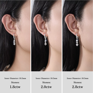 3-Stone Moissanite Drop Hoop Women Gifts 1.8/2/2.8CTTW D Color VVS Moissanite Diamond 14K Gold Plated Drop Earrings for <b>Wife</b> Mom - Product Image 6