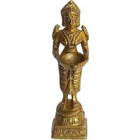 PARIJAT HANDICRAFT's Gold Brass Matt Finish Deeplaxmi Showpiece Home Kitchen Decor un par para Pooja Aarti