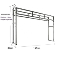 Étagère de comptoir commerciale à double barre personnalisable, finition polie, résistante à la corrosion, robuste