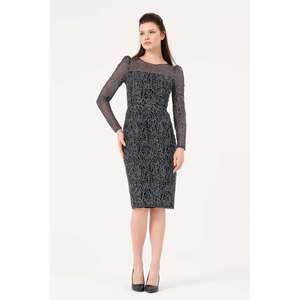 DANS Haut décontracté à manches longues et col rond pour femme, couleur unie noire, polyvalent pour tous les jours, tailles 38-42 - Product Image 1