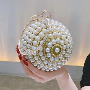 Women's ABS Spherical Dinner Banquet Small Clutch Shoulder <b>Bag</b> with Diamond Accents Pearl Design Chain Strap Spring 2025 - Product Image 2