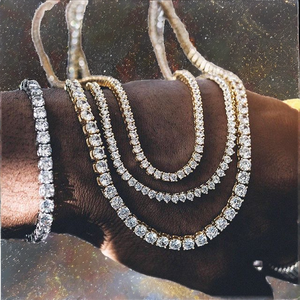 Chaîne cubaine en laiton de 8 mm avec diamants entièrement incrustés, collier et bracelet, bijoux hip-hop unisexe pour anniversaire - Product Image 2