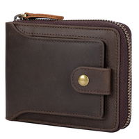 Dompet Kartu Lipat Pendek Pria Kulit Asli Berkualitas Tinggi Desain Vintage Laris Manis Anti RFID