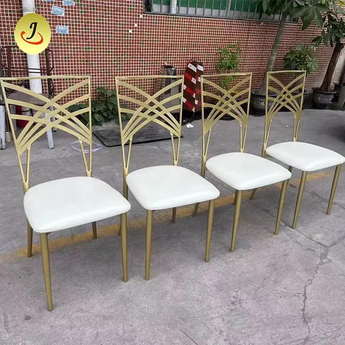 Sedia da pranzo impilabile in ferro con sedia camaleonte dal design popolare per eventi di nozze e feste usate