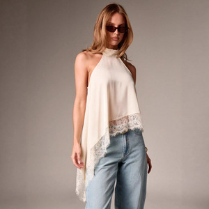 Abbigliamento Donna 2026, <span class=keywords><strong>Bluse</strong></span> <span class=keywords><strong>Eleganti</strong></span> Senza Maniche per Feste Serali, Top Asimmetrico con Collo all'Americana - Product Image 3