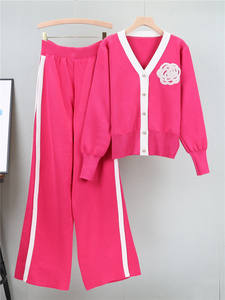 2025 nouveau lb automne hiver à manches longues Cardigan haut ample jambe large femmes pantalon deux pièces ensemble Fitness Sport porter femmes-acheter - Product Image 5