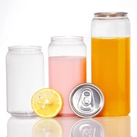 Boîtes de boisson en plastique PET transparentes 250ml-16oz pour surface d'estampage à chaud de soda transparent sur couvercle de boîte