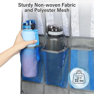 F-Color 16-Pocket Hanging Organizer Grey Mesh <b>Shoe</b> Storage Over Door Wall Mount for Cabin RV Use - Product Image 4