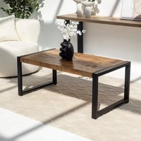Table basse moderne en bois massif faite à la main avec structure en fer, design emboîtable et multifonctionnel pour salon et chambre à coucher