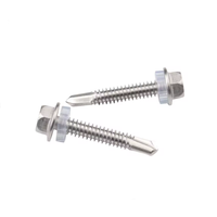 Tornillo Autoperforante de Cabeza Hexagonal de Grado Industrial, Acero al Carbono, Rosca UNF, Zincado Azul-Blanco con Arandela Integrada