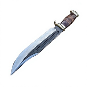 Couteau Bowie à pointe de lance en acier inoxydable fait main, manche en cuir, garde en laiton, étui en cuir de qualité, lame pleine longueur, pour la chasse en extérieur - Product Image 3
