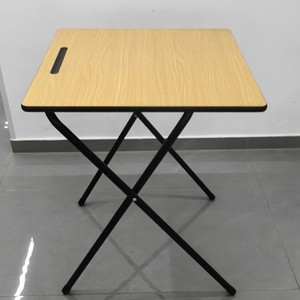 Foldable Student Exam <b>Desk</b> 60x60x74cm Wood Top Metal Frame Durable School Furniture - Product Image 1