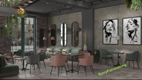 Idées de café uniques Café moderne Boulangerie Concepts Cosy Restaurant Bar Comptoir et Table à manger Chaise Ensemble de meubles