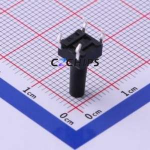 UK-B0202-G13-DP25 Tactile Switch Through hole-4P,6x6mm Switch Single Pole Single Throw Round Button 2.5N Through Hole - Product Image 2