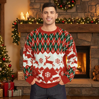Pull tricoté vintage à motif floral pour homme, boutonné, style décontracté et chaud, idéal pour l'hiver, design tendance, vente en gros, faible MOQ, ODM
