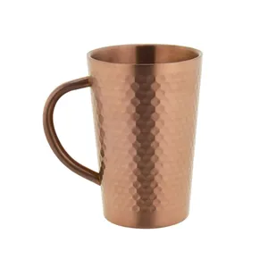해머 디자인 금속 10 온스 구리 커피 머그 손잡이 이중 벽 차 컵 스테인레스 스틸 뜨거운 절연 텀블러 머그 컵