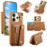 Étui de téléphone portefeuille antichoc pour Xiaomi 15 Pro/Redmi Note 14/Note 14 Pro Plus/K80 avec fentes pour fermeture éclair