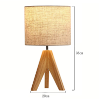 Lampe de bureau de lecture minimaliste en bois avec LED, contrôle tactile et abat-jour en tissu pour la protection des yeux